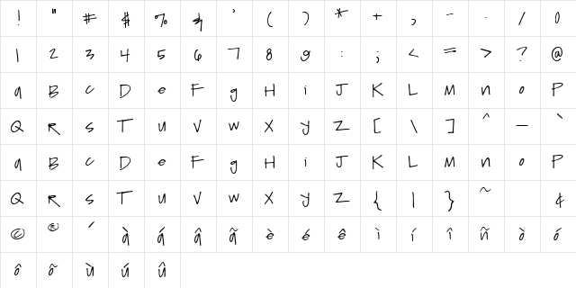 Liesly Regular  glyph index