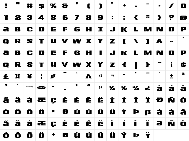 Left Hand Luke Expanded Expanded  glyph index