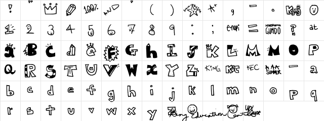 King Education Center Regular  glyph index