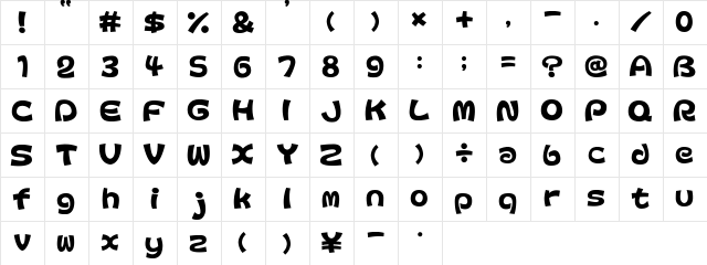 Colopocle Regular  glyph index