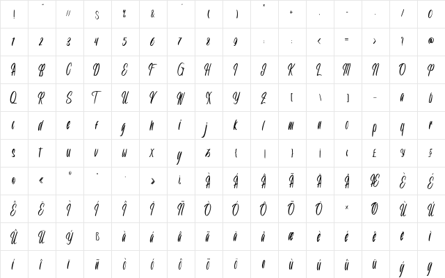 Rouweth Regular  glyph index