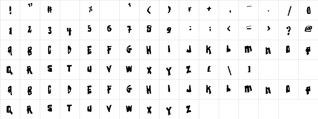 Sleepy Droopy Regular  glyph index