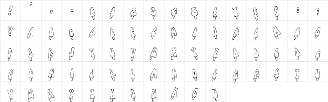 Jenna's Popsicles Regular  glyph index