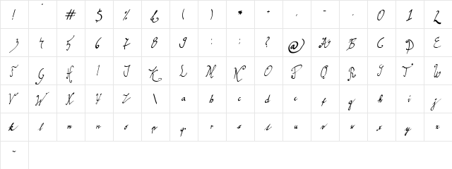 graceful regular Regular  glyph index