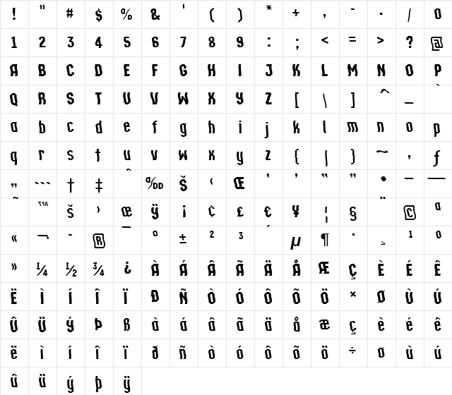 a_TechnocratWv Regular  glyph index