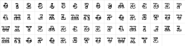 BraceletVictorian Regular  glyph index