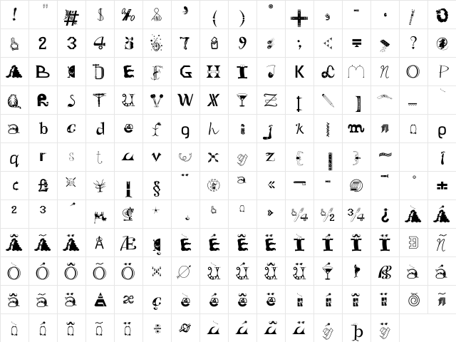 OldDreadfulNo7 BT Regular  glyph index