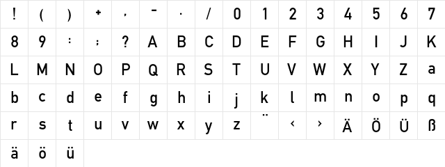 DIN1451EF MittelNeu  glyph index