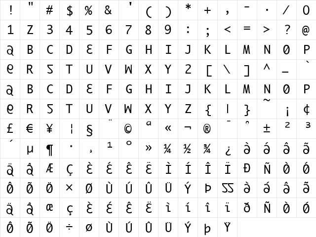 ILikeOffenbach Regular  glyph index