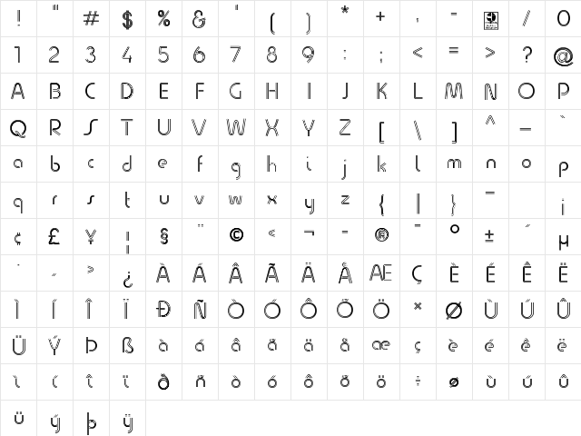 Quesat Striped Demo Regular  glyph index