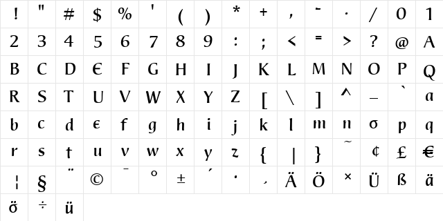 Welcome Y2 Regular  glyph index