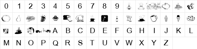 tungfont food 001 Regular  glyph index