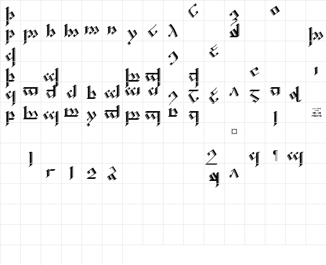 Tengwar Noldor-2 Regular  glyph index