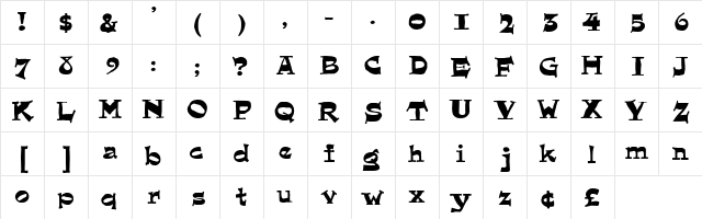 Quainte Regular  glyph index