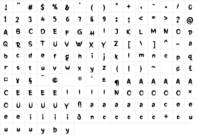 Jagiq Regular  glyph index