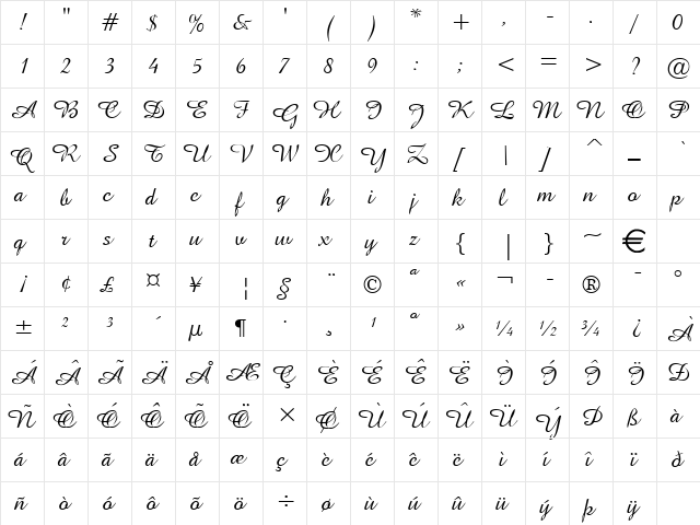 Amaze Normal  glyph index