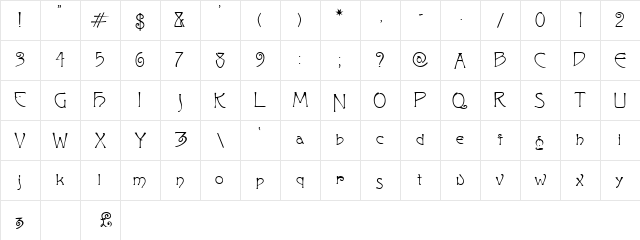 Curetana Regular  glyph index
