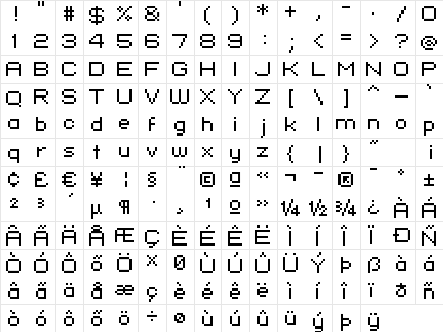 standard 07_51 Regular  glyph index