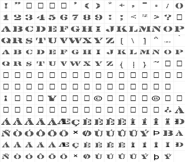 FZ UNIQUE 25 STRIPED EX Normal  glyph index