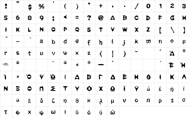 FL_Organic Regular  glyph index
