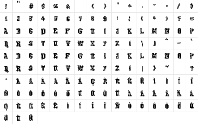 Xilo Galdino Outline Regular  glyph index