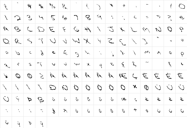 FZ WACKY 5 LEFTY Normal  glyph index