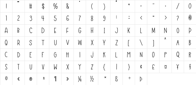 Fun Field Regular  glyph index