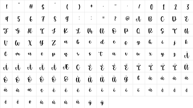 Casking Cream Script Regular  glyph index