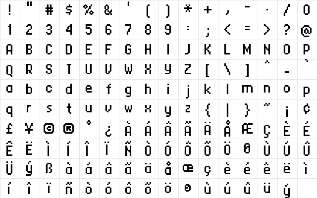 FFF Corporate Regular  glyph index