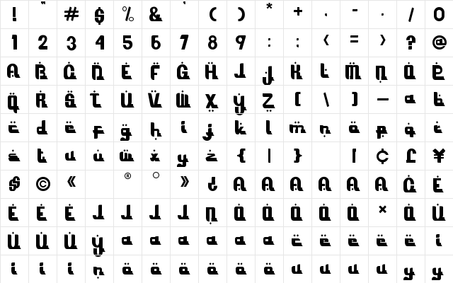 Ramadhani Regular  glyph index