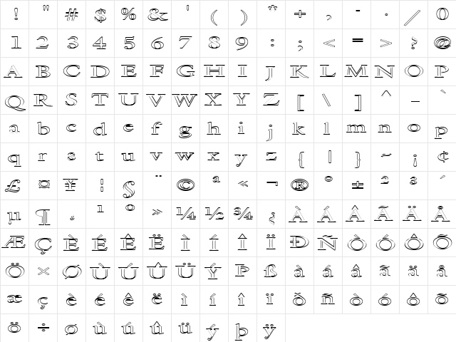 FZ ROMAN 25 HOLLOW EX Normal  glyph index