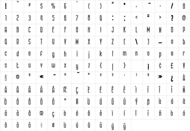 Kid Knowledge 2 Rustic Regular  glyph index