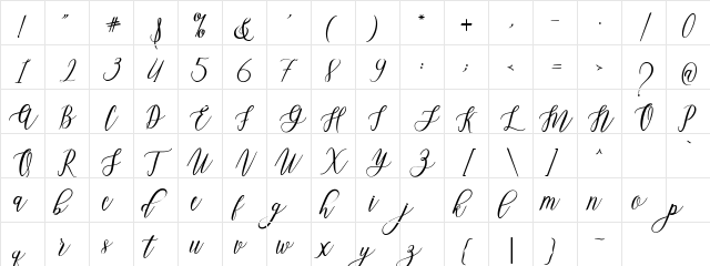 Leadent Script Light  glyph index