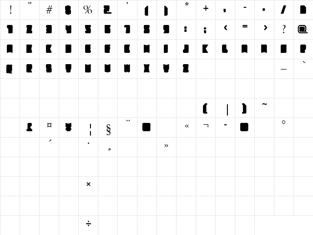 Sierrra Regular  glyph index