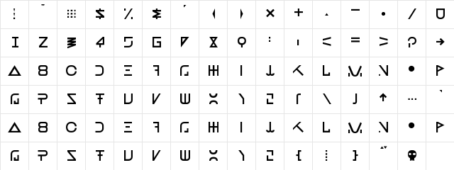 New Regular  glyph index