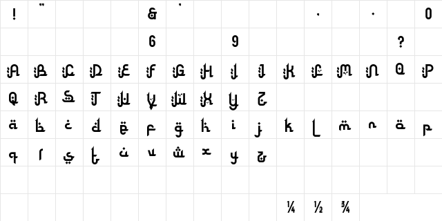 Kahfi Regular  glyph index