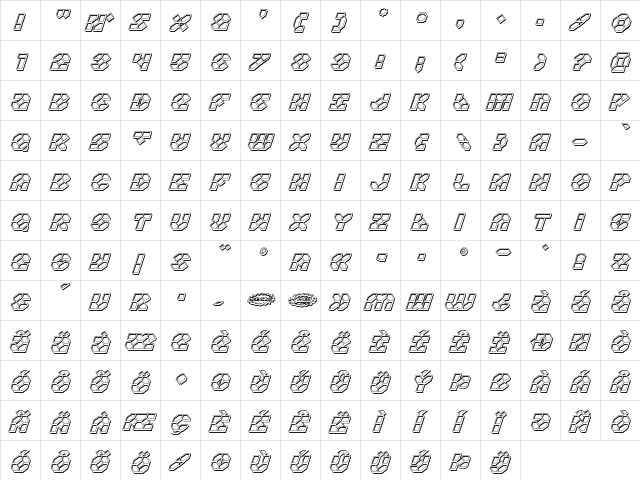 Zoom Runner Engraved Italic Italic  glyph index