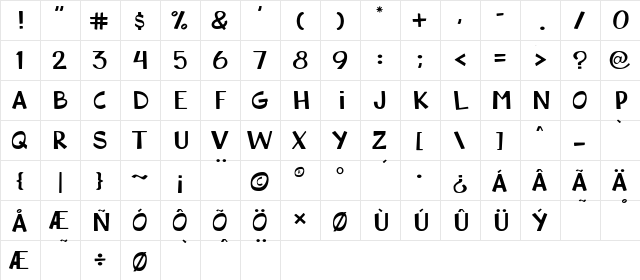 WATERSPRING Regular  glyph index
