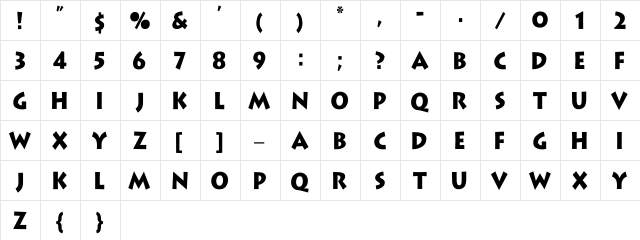 Lithograph Th Regular  glyph index