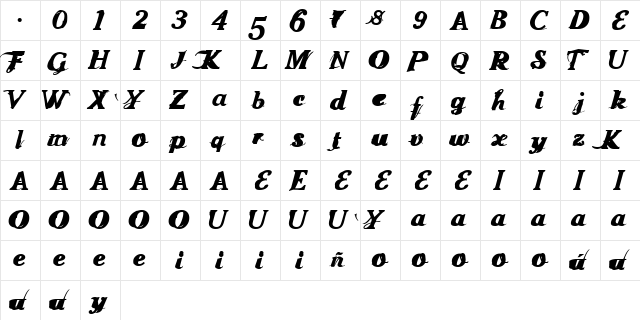 FOODSHOW Regular  glyph index