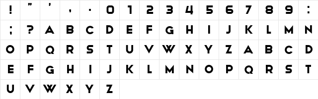 Chewer Regular  glyph index