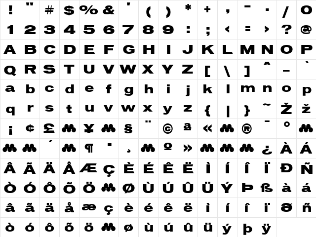 Vonnes Regular  glyph index
