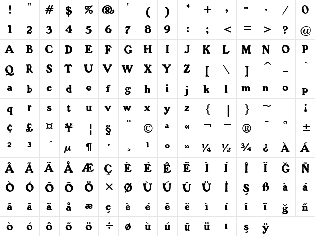 00840 Regular  glyph index