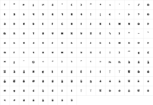 Crackers Regular  glyph index