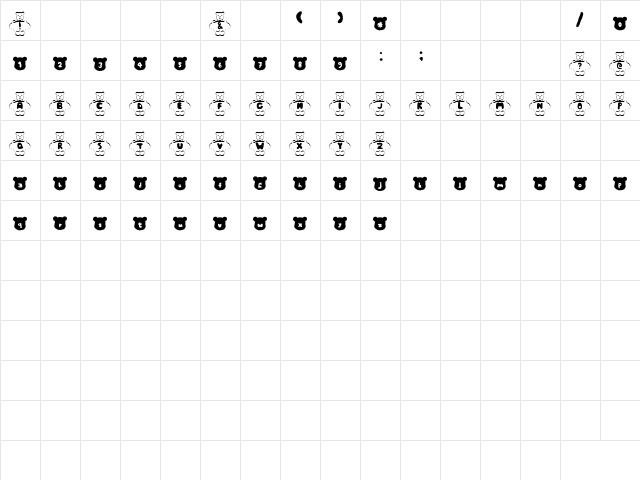 m-kuma Font Regular  glyph index