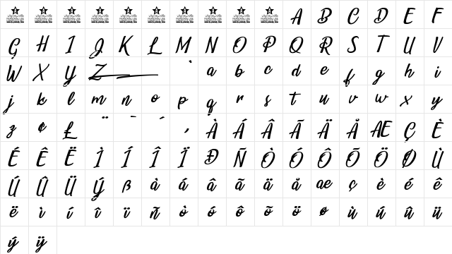 Belle et Belle Personal Use Regular  glyph index