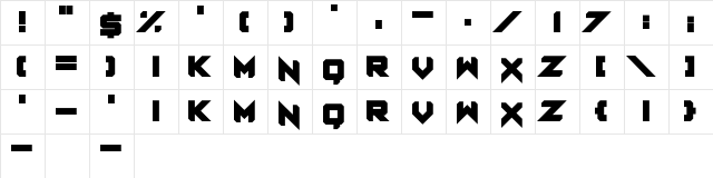 Revenant Regular  glyph index