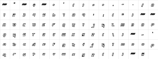 Freya Outline Regular  glyph index