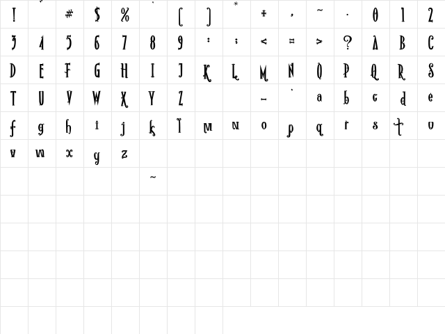 Rio Frescata Demo Regular  glyph index