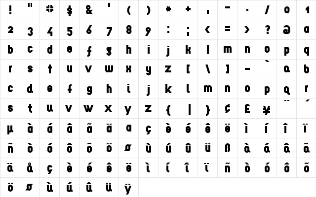 EPF LCB  glyph index